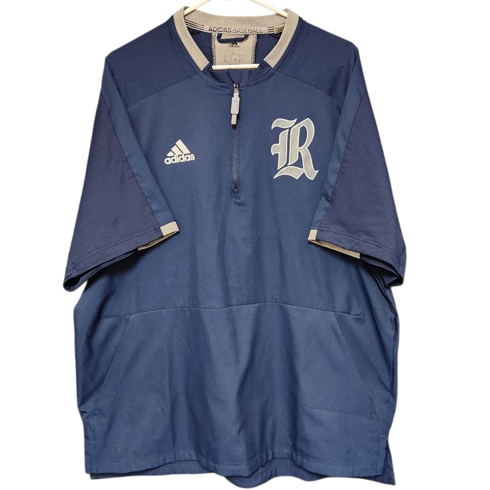 Adidas Baseball Rice Owls Pullover Men’s Large Half Zip Short Sleeve Navy Blue